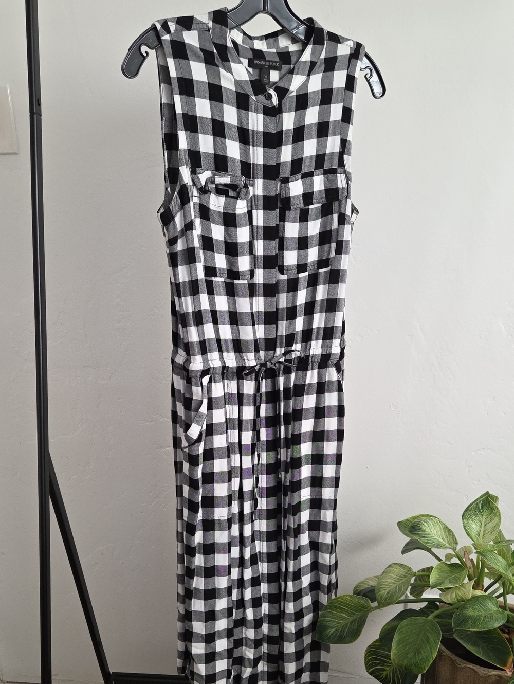 Banana Republic Black and White Checkered Maxi Dress